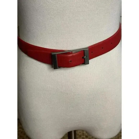 Vintage Anne Klein business casual corpcore red geniune leather belt Size Small - Picture 2 of 5